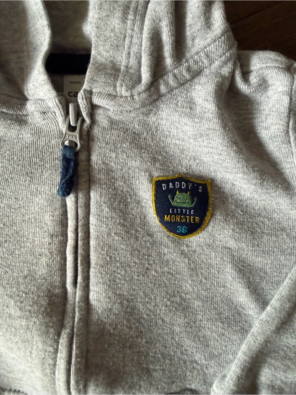 Carter's Navy Hoodie, Light Gray Hoodie & Cream Quilted Vest Set